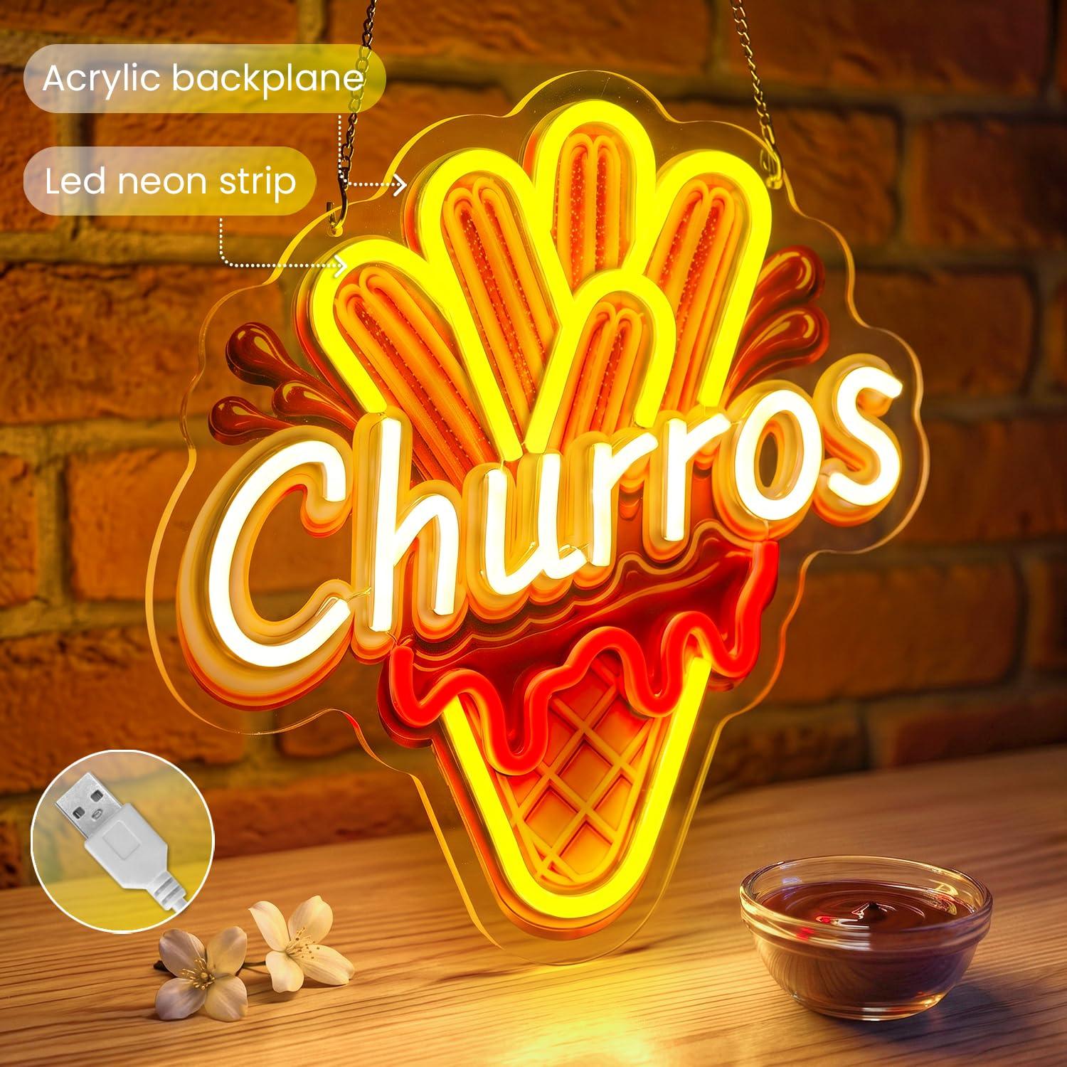 Churros Neon Sign USB Dimmable - Photography Lighting For Food ulasan dan harga