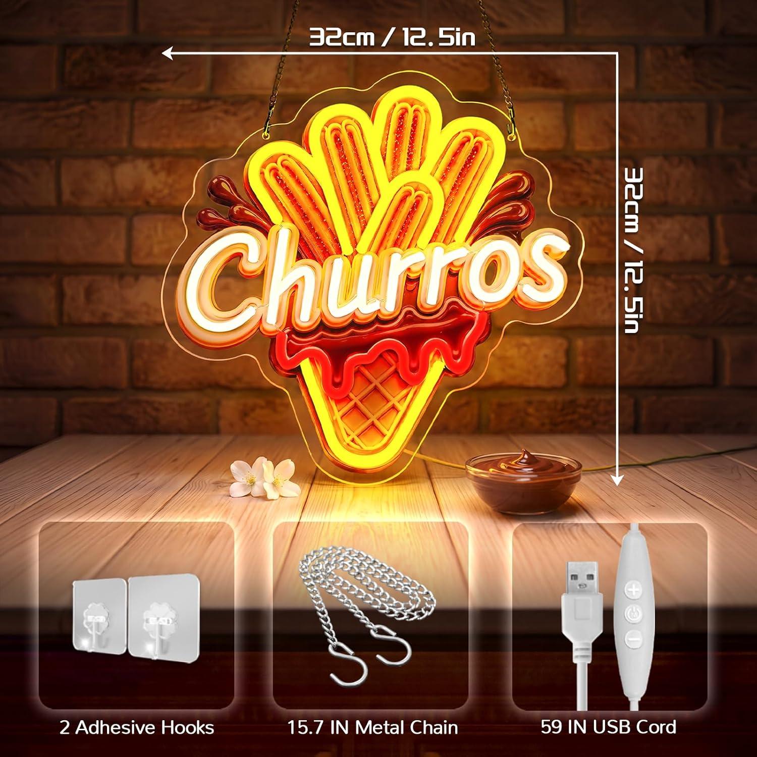 Churros Neon Sign USB Dimmable - Photography Lighting For Food ulasan dan harga