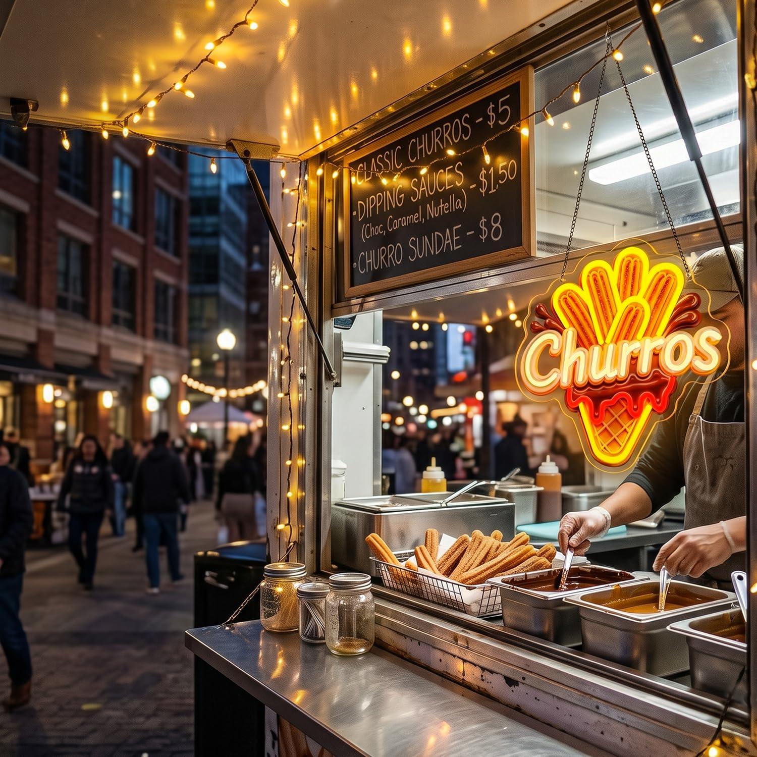 Churros Neon Sign USB Dimmable - Photography Lighting For Food ulasan dan harga