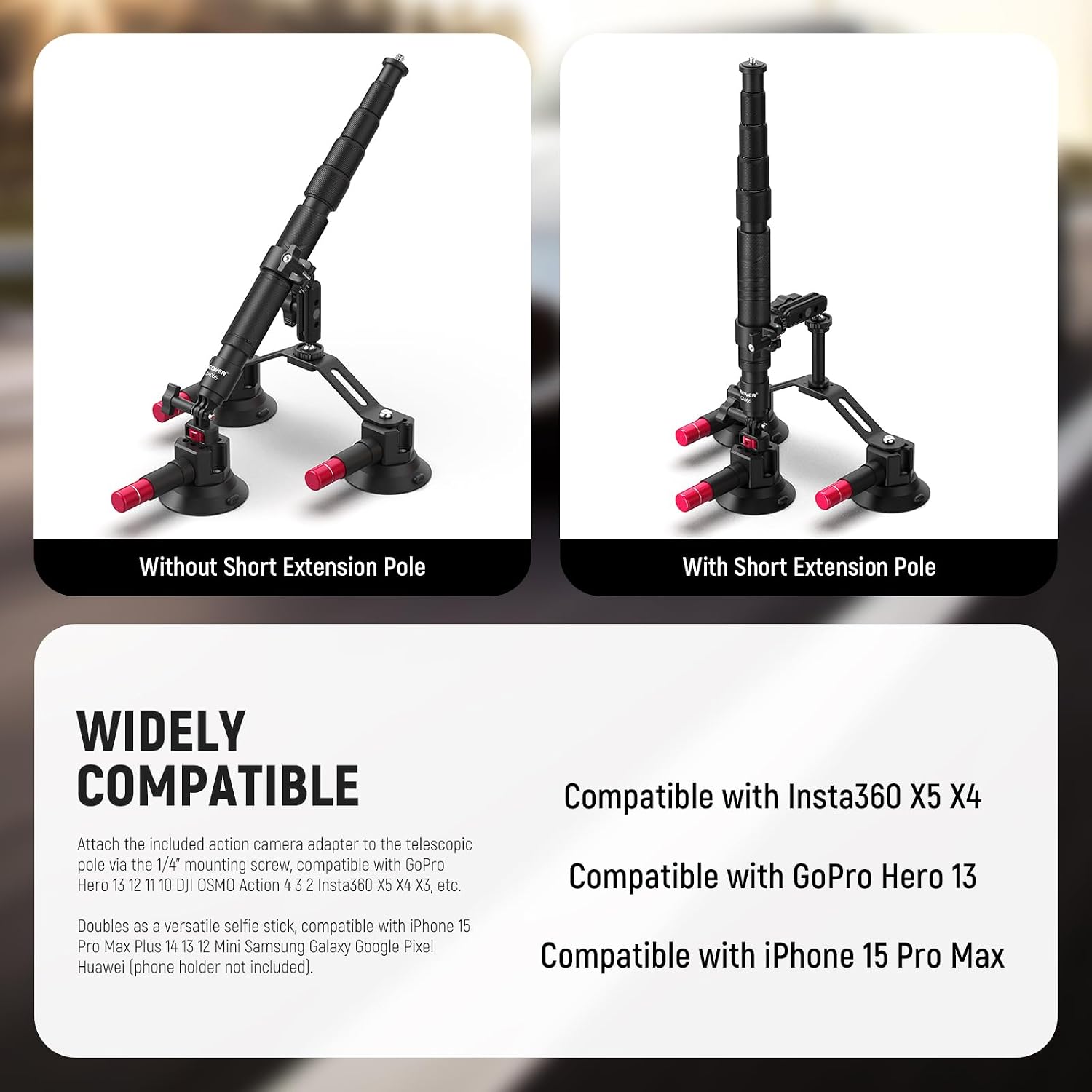 NEEWER Triple Suction Cup Car  - Insta360 Camera X4 ulasan dan harga