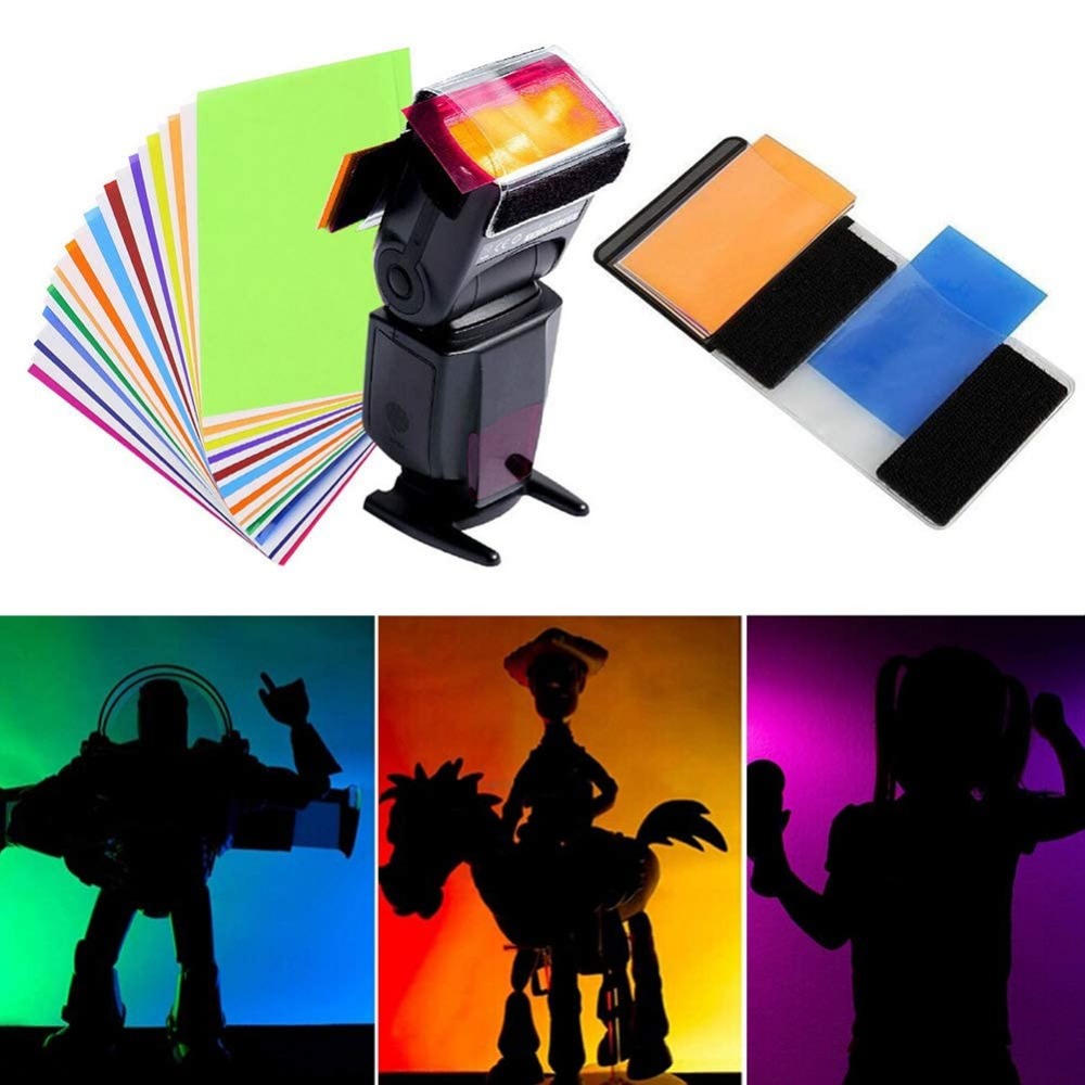 12 Colors Camera Flash Gels Li - Photography Lighting For Portraits ulasan dan harga